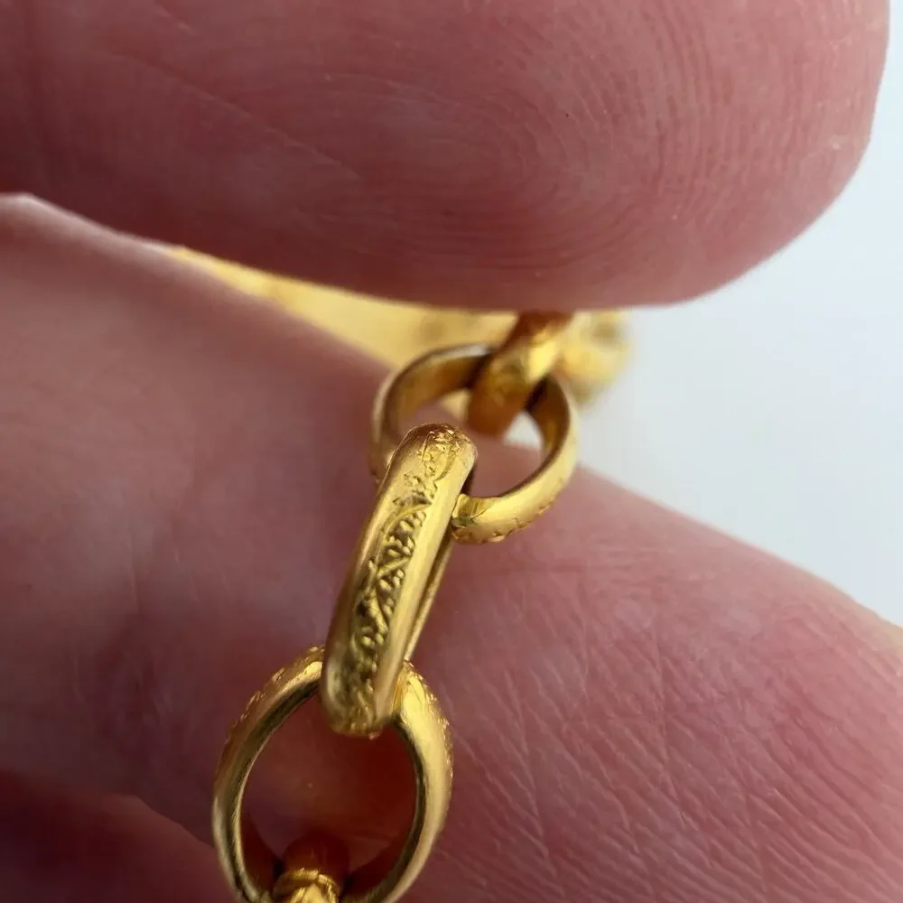Vintage Victorian Revival Festoon Brooch Blue Rhinestone Gold Tone Chatelaine